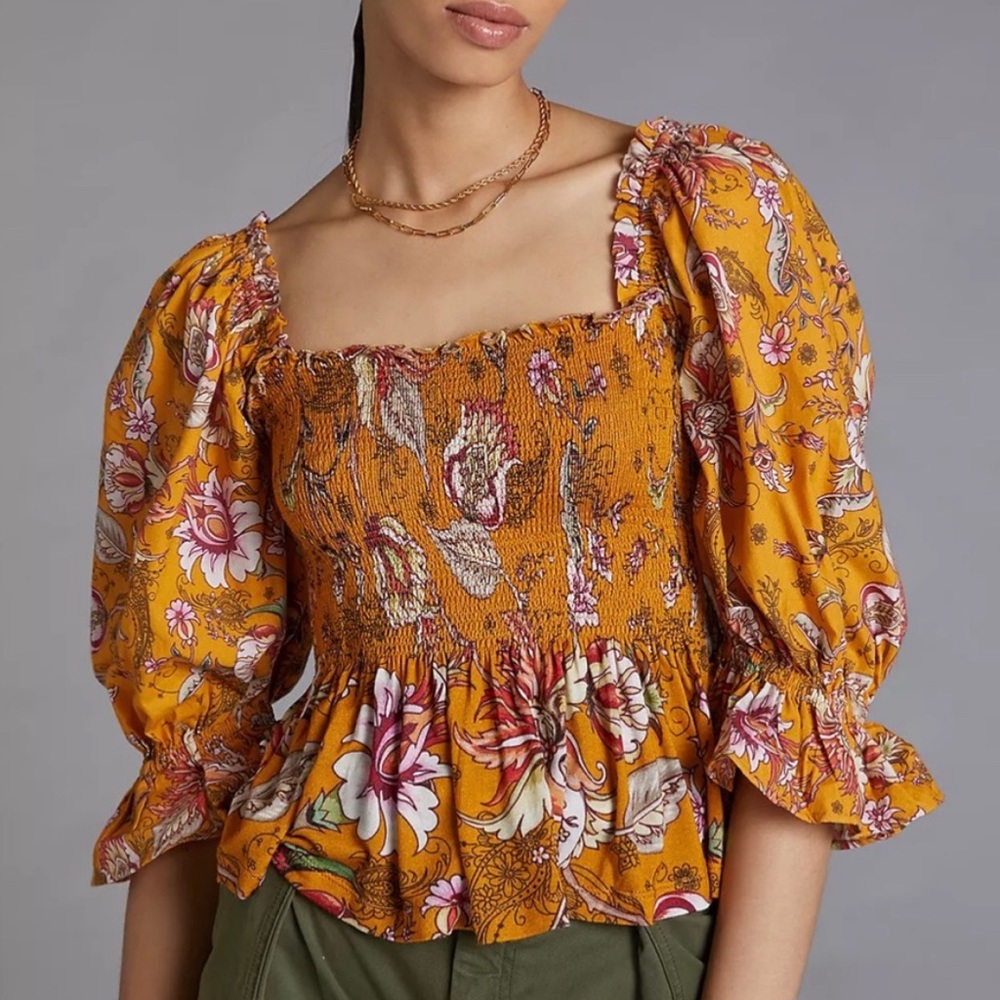 NWT Anthropologie Smocked Top